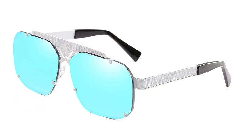 White silver w blue LEIDISEN Солнцезащитные очки Мужские Женские брендовые дизайнерские очки Модные Ретро Винтажные Солнцезащитные очки Suqare стиль высокое качество UV400 - Цвет линз: White silver w blue