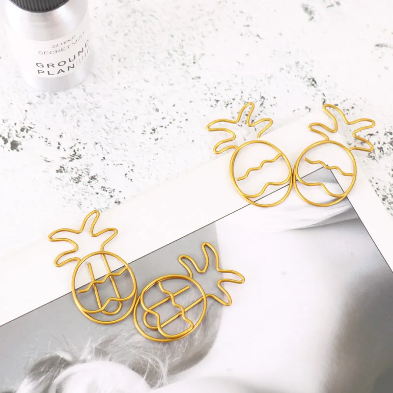 4 шт./упак. Зажимы для бумаги в форме ананаса золотистые зажимы металлический