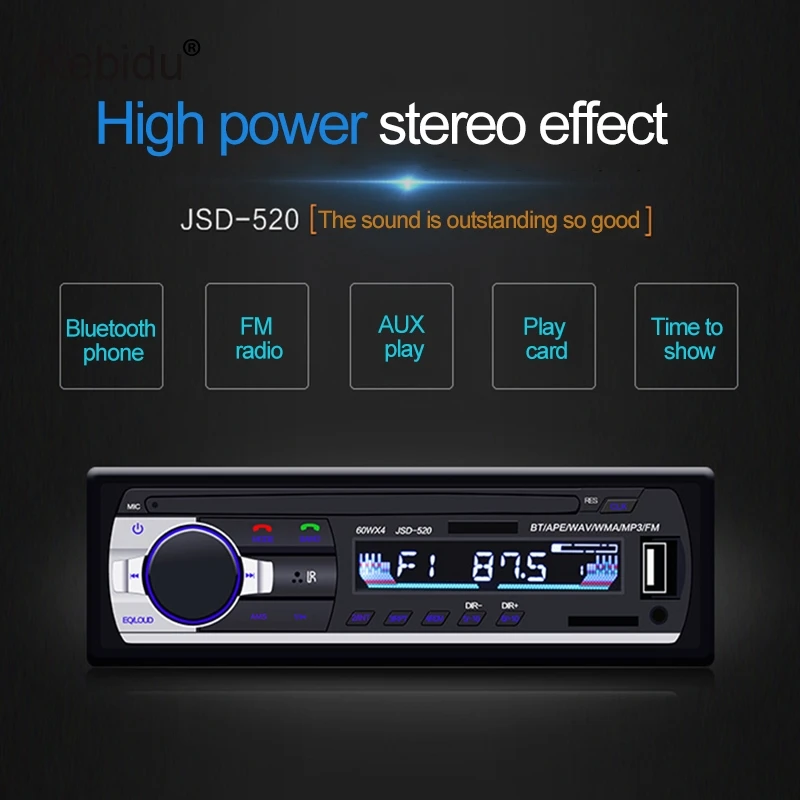 Автомагнитола с Bluetooth для автомобиля 12 В 1 din стерео MP3-плеер FM-радио u-диск TF-карта 3