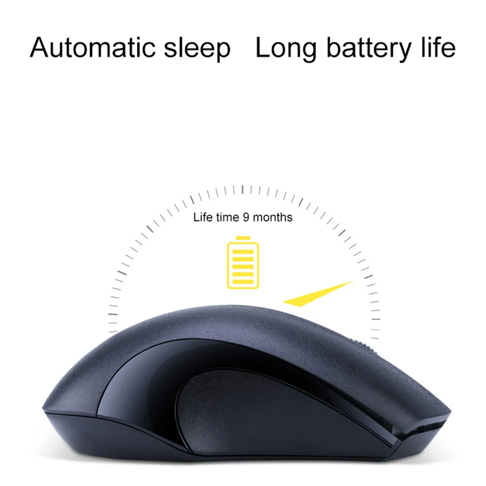 Q2 Ergonomic 3 Keys 1600DPI 2.4GHz Auto Sleeping Power Saving Wireless Mouse Office Mice for PC Laptop | Компьютеры и офис
