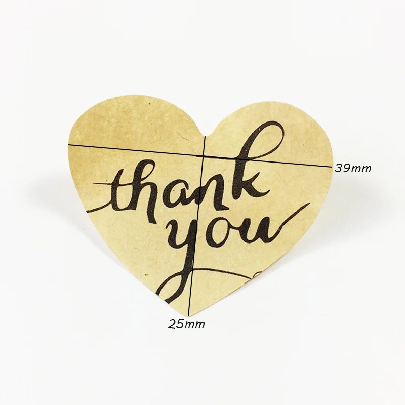 100 шт./лот винтажный Thank you наклейка из крафт бумаги в виде роматического сердца