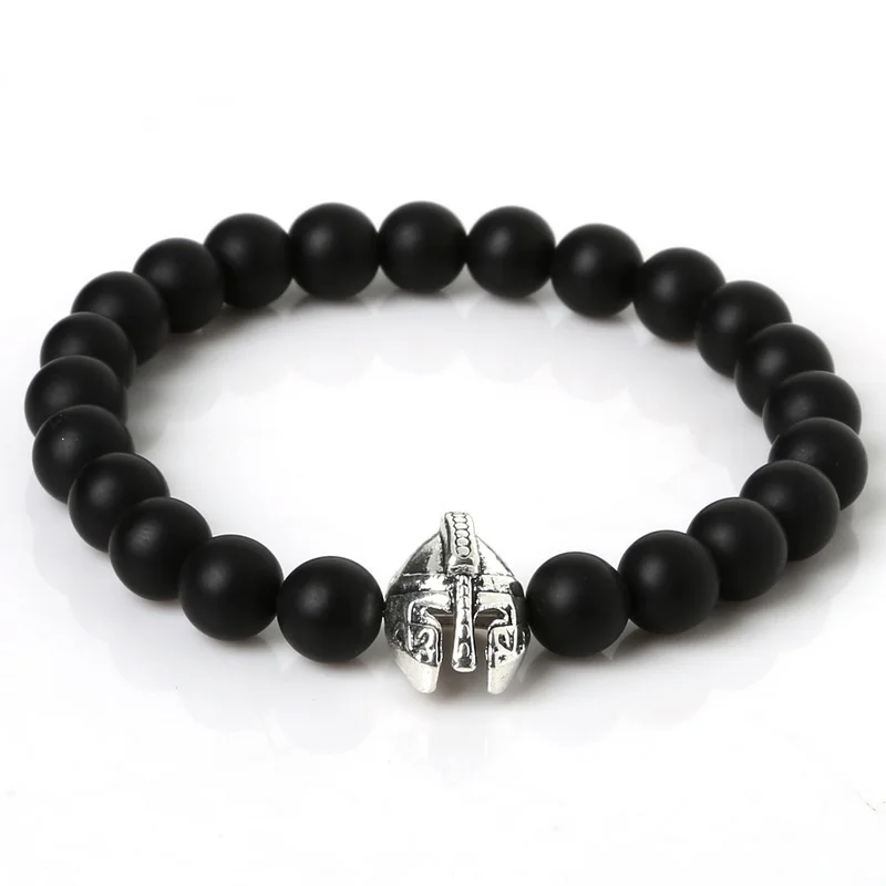 Браслет с натуральным тигровым глазом/черной лавой каменными бусинами