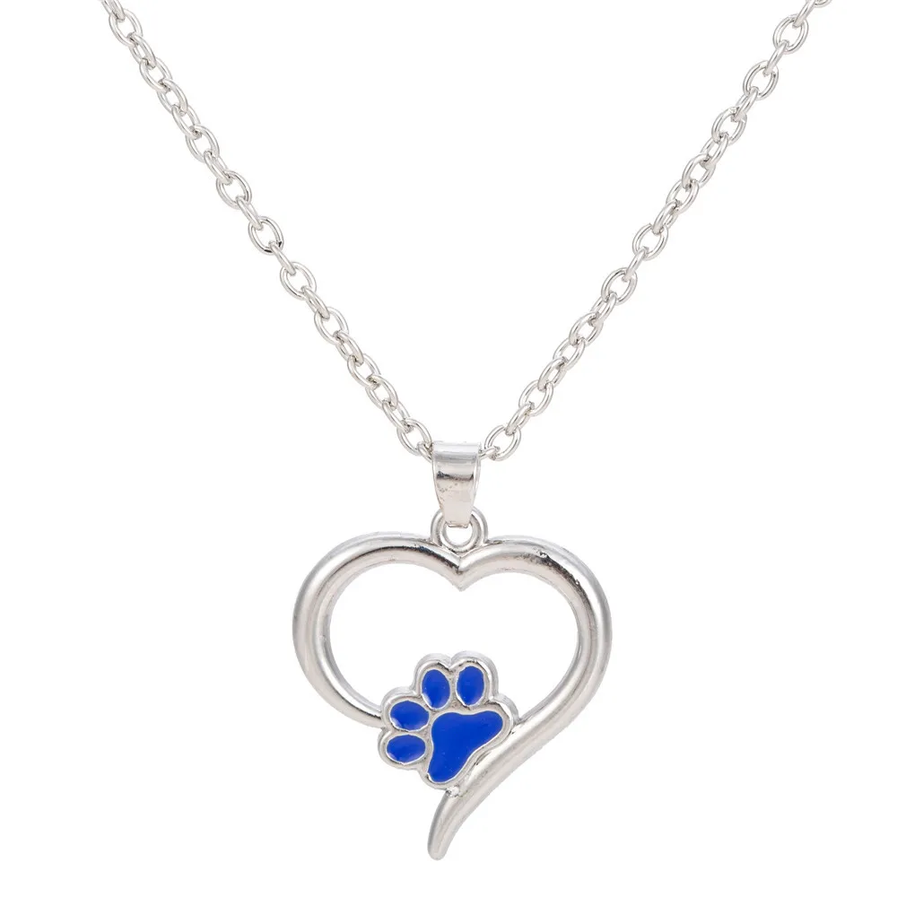LIKGREAT Pet Memorial эмаль ювелирные изделия всегда в моем сердце собака кошка ноги животное ожерелье с подвеской в виде лапы модные серебряные ювелирные изделия подарок девушка - Окраска металла: 2
