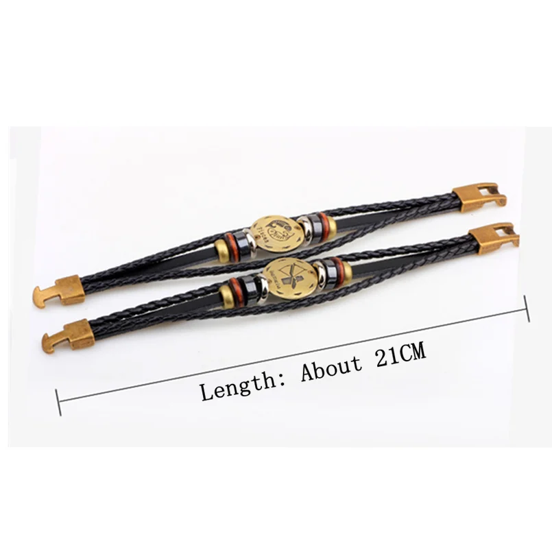 Новинка хит панк 12 созвездие браслет настоящий кожаный деревянный бисер + Черный