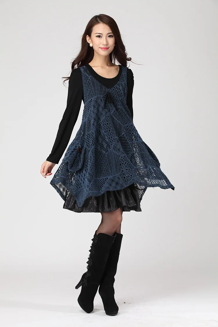 Новинка 2016 осенне-зимнее платье комплект из двух предметов женское свободное