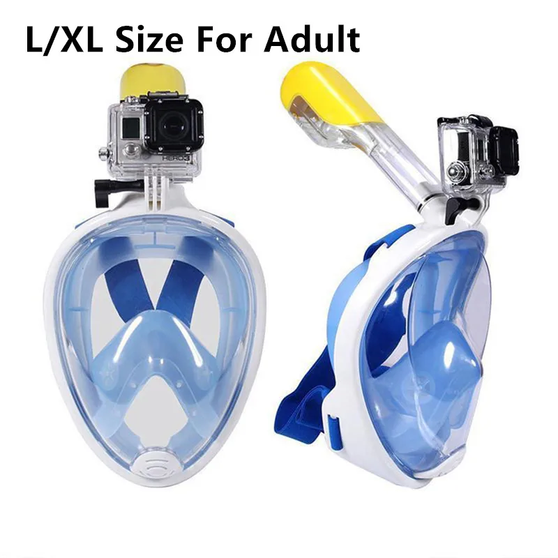 L XL Size for Adult Подводный Анти-туман Дайвинг маска, трубка Одежда заплыва Training Подводное mergulho 2 в 1 анфас Подводное плавание маска GoPro Камера челнока - Цвет: L XL Size for Adult