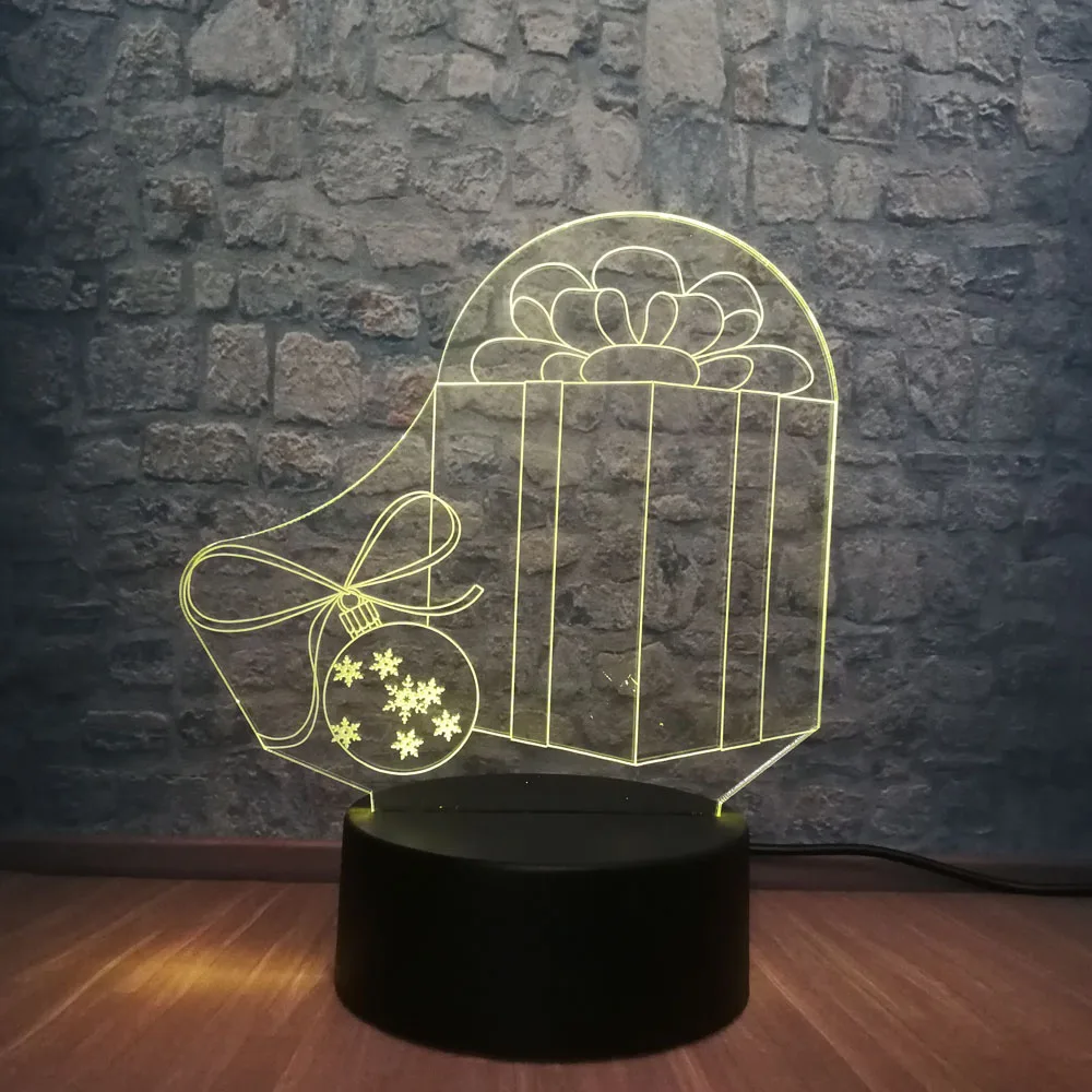 3D НОВАЯ РОЖДЕСТВЕНСКАЯ лампа коробка светодиодный светильник RGB 7 цветов