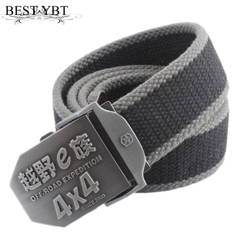

Best YBT Unisex Belt Canvas Alloy Automatic buckle Women Belt Cowboy Outdoor Sports High Quality Hot Selling New Arrive Men Belt