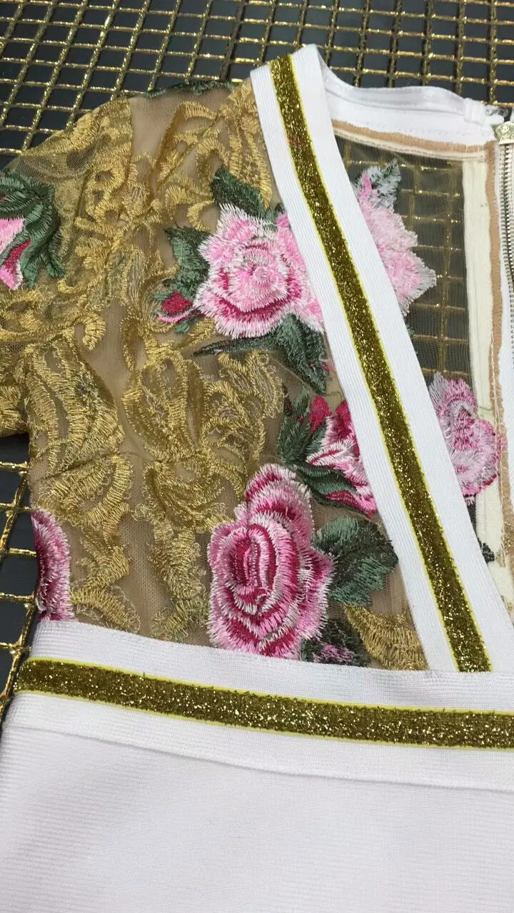 2018 Новое поступление белый Цветочной Вышивкой Модные женские туфли платье
