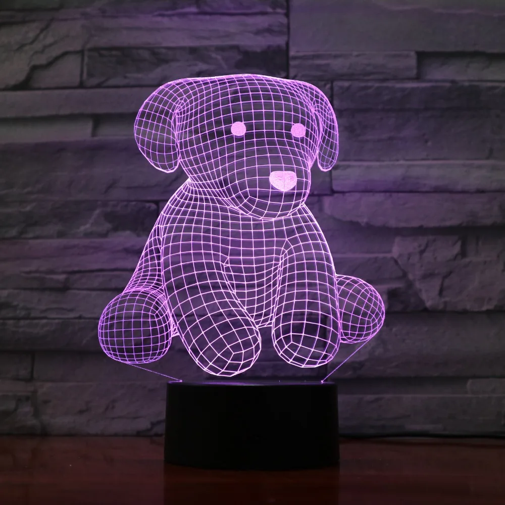 Мультяшный милый медведь ночник 3D USB сенсорный переключатель Акриловые 7 цветов