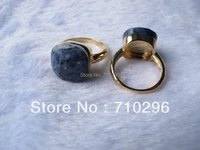 fashion jewelry ring gem stone sodalite brass finger ring stone jewelry ring 5pcslot