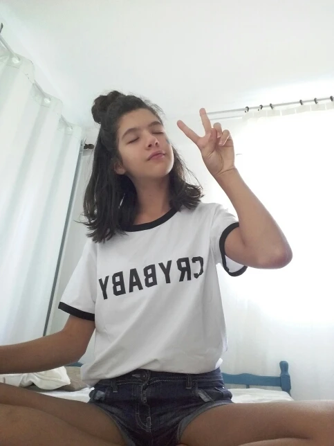 Футболка crybaby забавная футболка Tumblr графическая Hispter Ringer Топы Мода Высокое