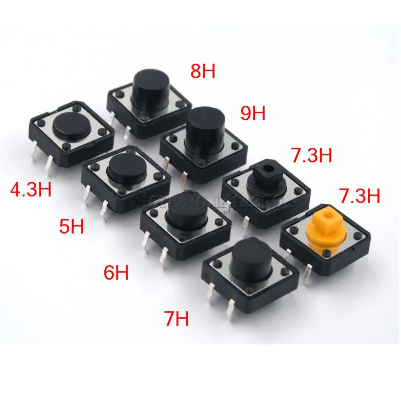 12x12 мм панель PCB мгновенный тактильный Такт Мини кнопочный переключатель DIP 4pin 12x12x4,3/5/6/7,3-9 мм 12*12*4,3 мм 5 мм 6 мм 7 мм 8 мм 9 мм