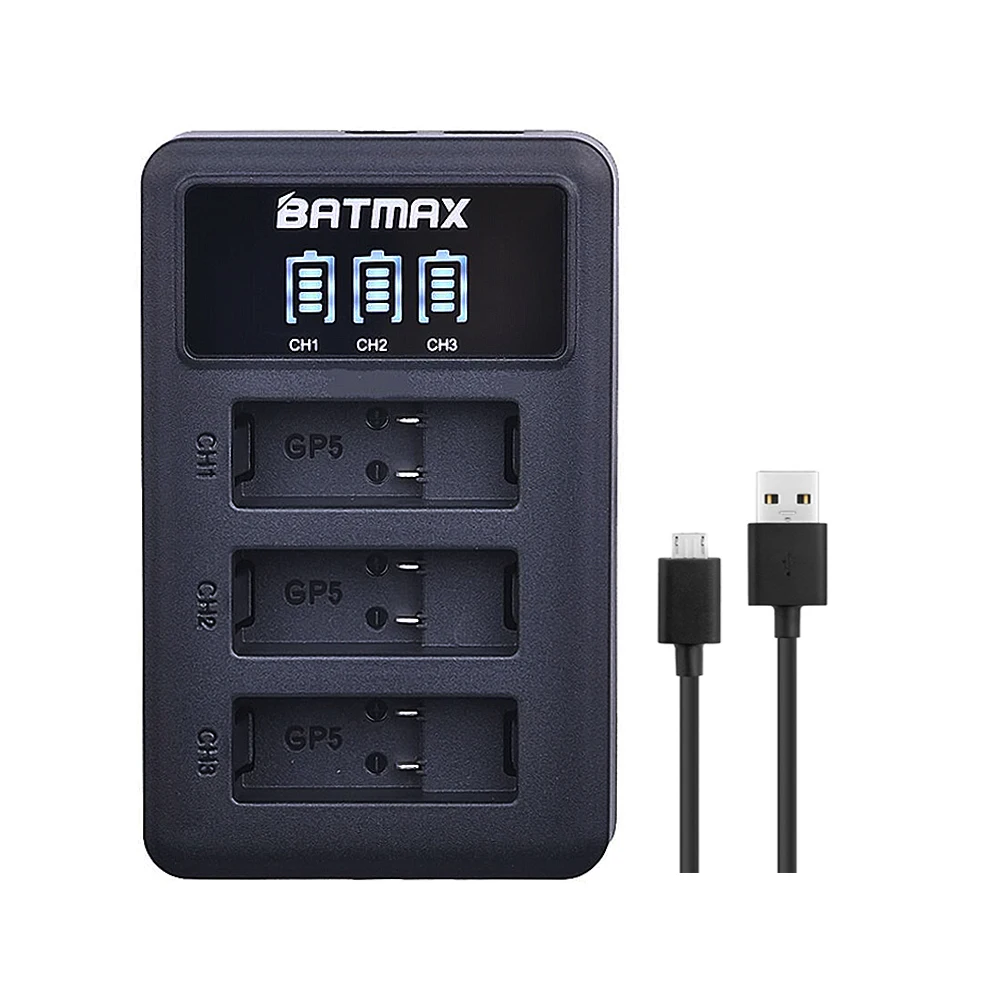 Batmax 2 шт. AHDBT-501 Батарея + светодио дный Дисплей 3 канала USB Зарядное устройство с
