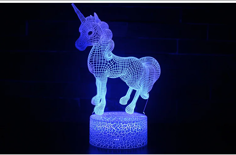 Светильник Единорог светодиодный ночник 7 цветов 3D лампа Батарея USB светодиодный светильник, Veilleuse Enfant декор для детской спальни игрушки сна свет