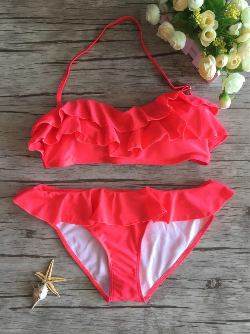 Aipbunny Сексуальный Топ бандо и рюшами комплект бикини оборки Maillot De Bain Femme ванный комплект купальники Для женщин купальник Mayo бикини
