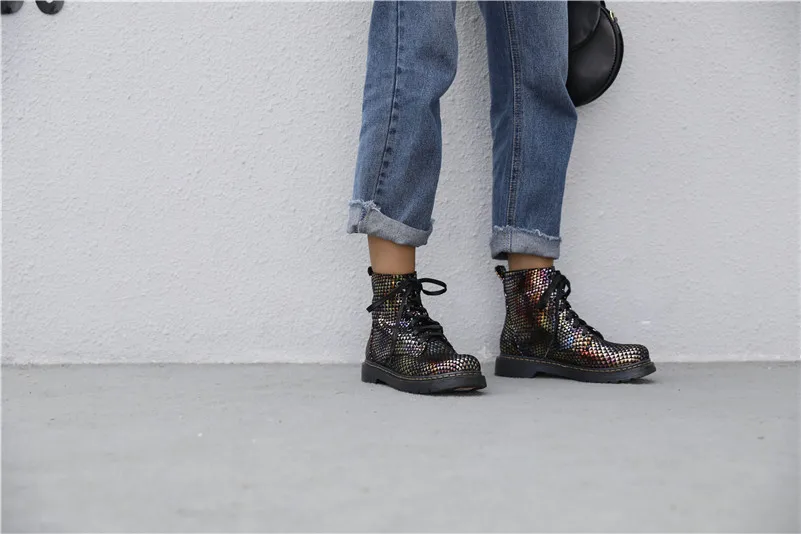 Meotina Winter Motorcycle Boots Women Natural Genuine Leather Flat Ankle Boots Sheepskin Round Toe Short Shoes Lady Fall Size 39