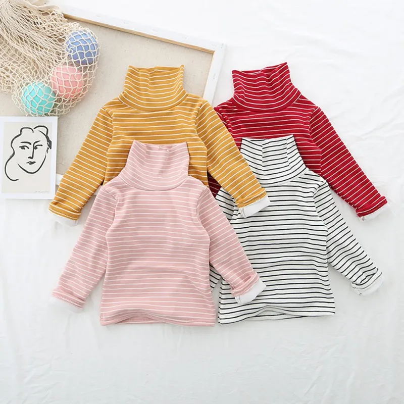 Детские топы ярких цветов зимние Хлопковые вязаные свитера с воротником