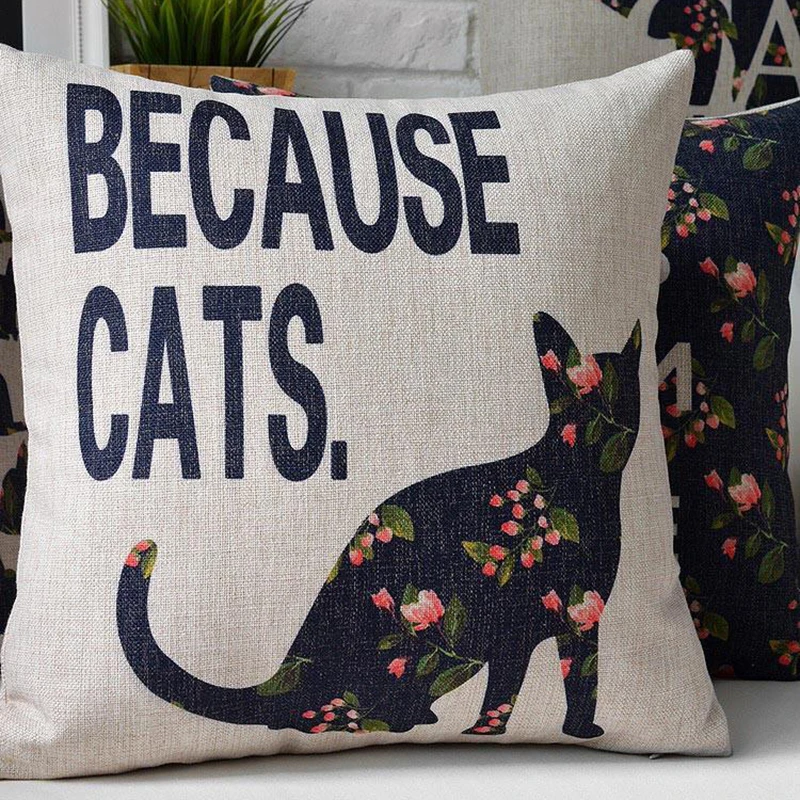 Чехол для подушки с кошкой надписью KEEP CALM AND LOVE CATS Подушка дома и автомобиля