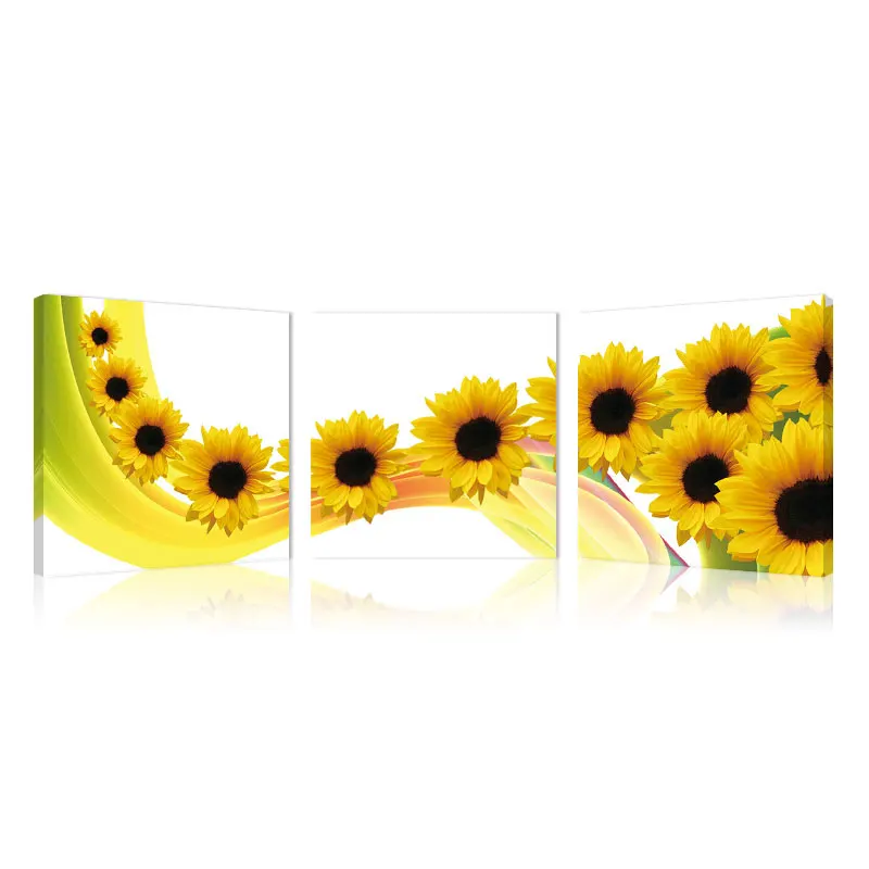 

Sunflower Classic modern wall art Free Shipping The modern mural painting Home Decorative Art Picture Frameless paintings 3PCS