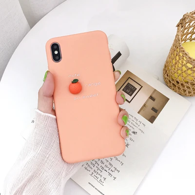 Оранжевый Из Дженни Простой Стерео фрукты английский для iPhone x xr xs max 6 6s 7 8 Plus сплошной цвет телефон ТПУ чехол - Цвет: Оранжевый
