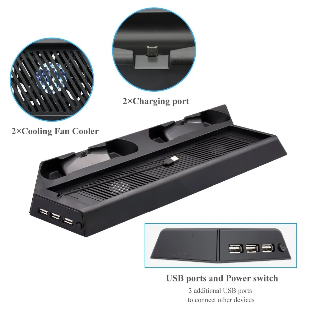 Вертикальная подставка для PS4 Pro с охлаждающим вентилятором и контроллер