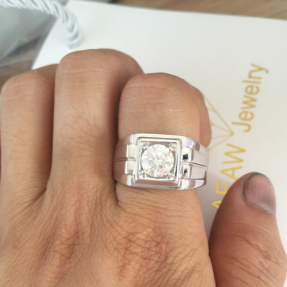 Кольцо для помолвки DF Moissanite покрытое платиной серебряное 1ct 6 5 мм | Украшения и