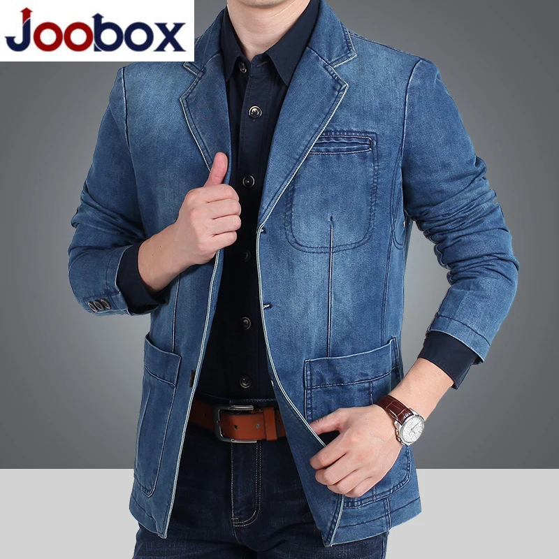 JOOBOX брендовая джинсовая куртка мужская хлопковая Повседневная приталенная