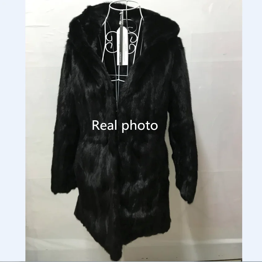 CHEWIES Natural Mink Coat Women Real Fur Jacket With Hood Winter Pockets Outerwear New Store Only One Special Price In Stock7.11 | Женская
