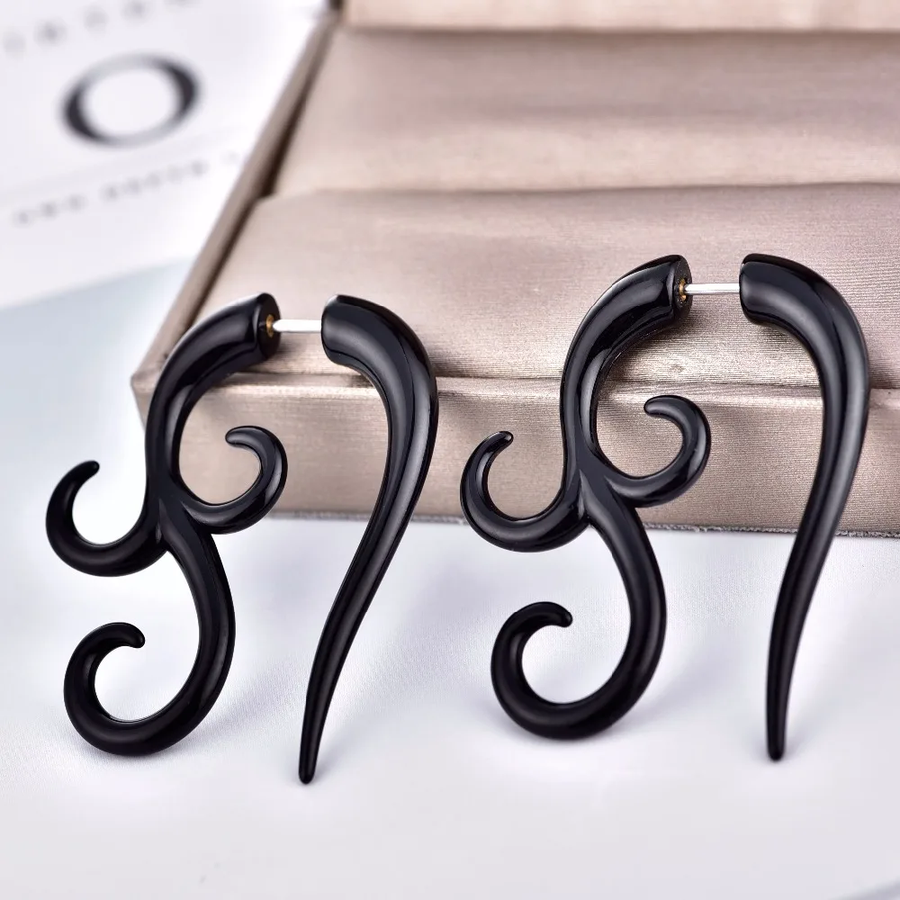 Fashion Unisex Black Spiral Snail Ear Cuff Earrings Cool Gothic Punk Geometric Stud Earring Men Women Rock Party Jewelry | Украшения и