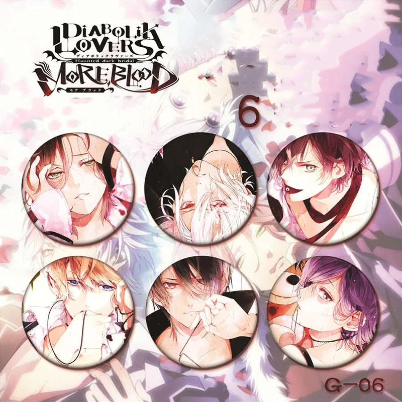 6 шт./компл. значок аниме DIABOLIK LOVERS аято Сакамаки Kanato Shu ouma Муками Руки знак акриловые брошь значок сумка ткань деко