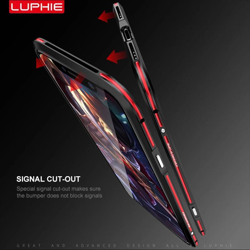Luphie металлический бампер чехол для iPhone XS MAX XR Роскошная алюминиевая рама Гибридный противоударный чехол для iPhone 8 7 Plus Funda Coque