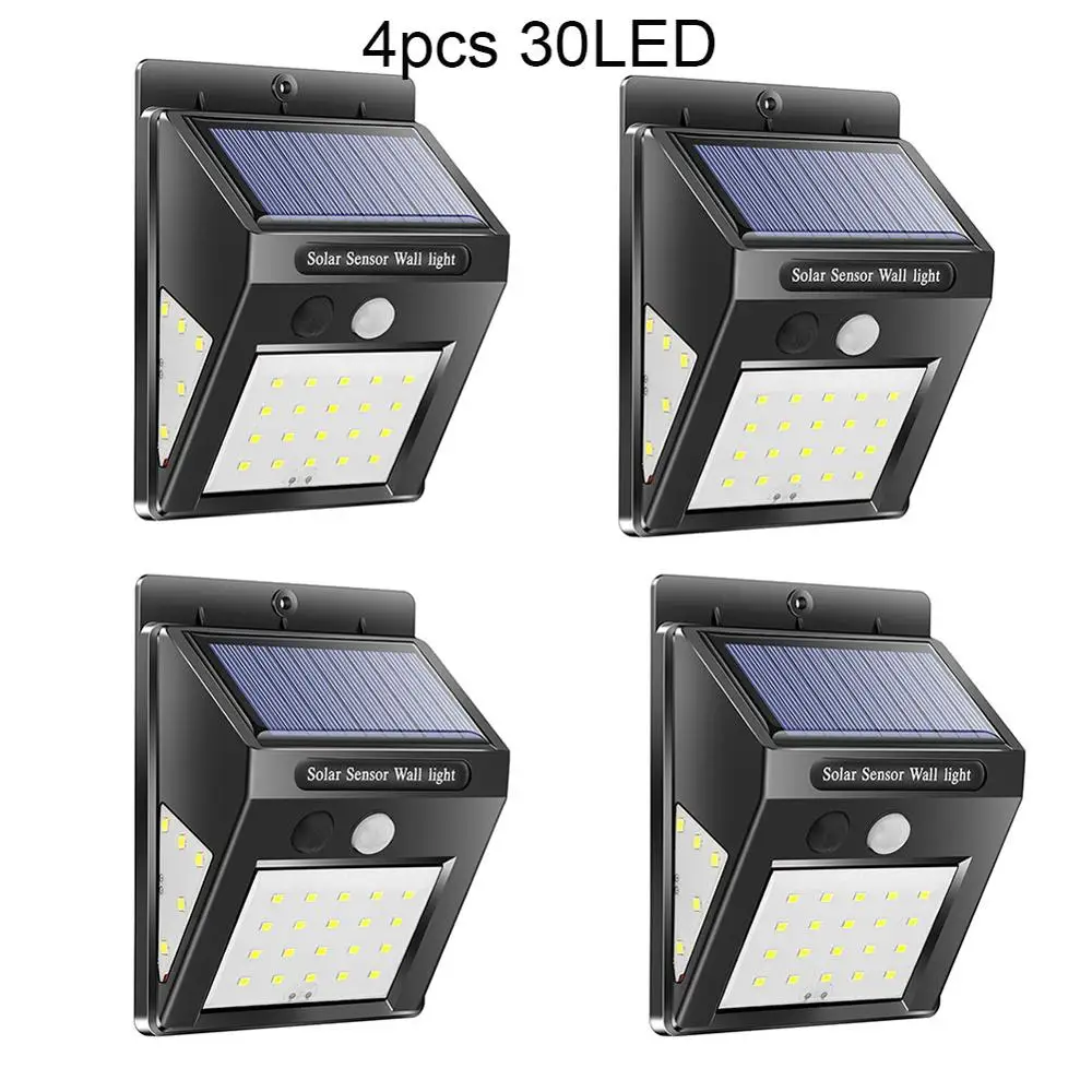 4pcs 30LED 1/2/4 шт. 30/40 светодиодный солнечный Мощность лампа движения PIR Сенсор Активированный солнечный светильник Водонепроницаемый открытый сад безопасности настенный светильник - Испускаемый цвет: 4pcs 30LED