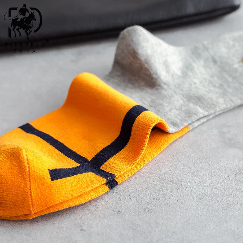 

PIERPOLO New Design Men Socks 5Pairs/lot High Quality Brand Socks Men Cotton Happy Socks Meias Winter Warm Embroidery Socks