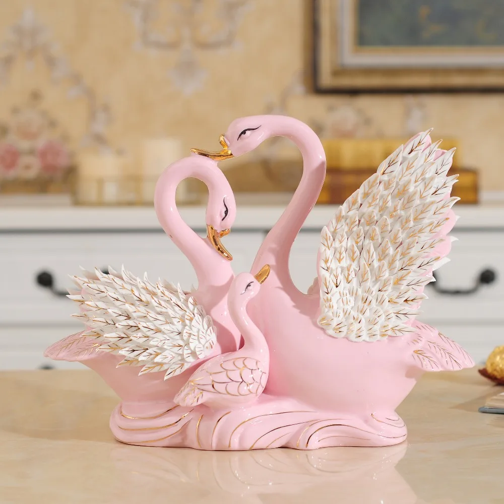 3D Синий Розовый керамические Лебедь фэн-шуй фарфоровая статуэтка home decor ремесла Лаки животных украшения Свадебные украшения подарок