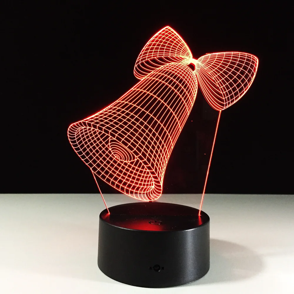 7 цветов лампа колокол 3D визуальные Светодиодные ночные огни для детей сенсорный