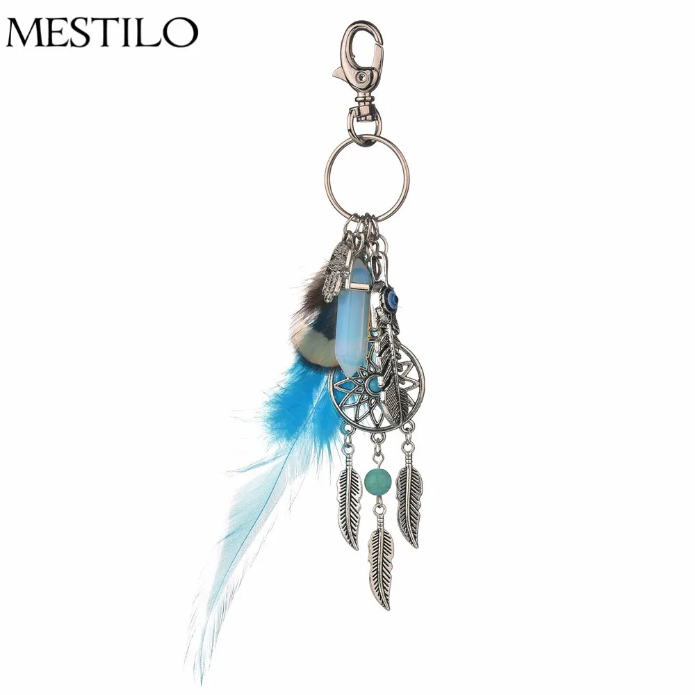 Женский брелок MESTILO в виде перьев с опаловыми камнями|key chain|key key chainfeather chain |