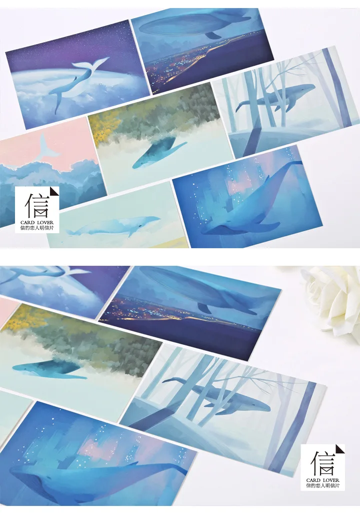 Поздравительная открытка LOMO с изображением Кита острова синего океана