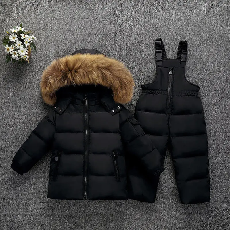 Детский пуховик для мальчиков и девочек теплая парка с натуральным мехом зимняя