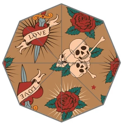 Поддержка клиента индивидуальный принт красивый череп цветок дождливый зонтик