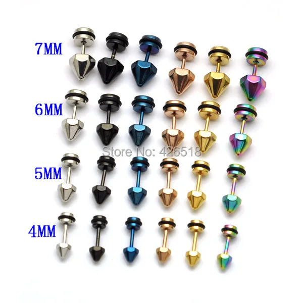 Серьги гвоздики с шестигранным конусом пластиковые круглые мужские Винты из