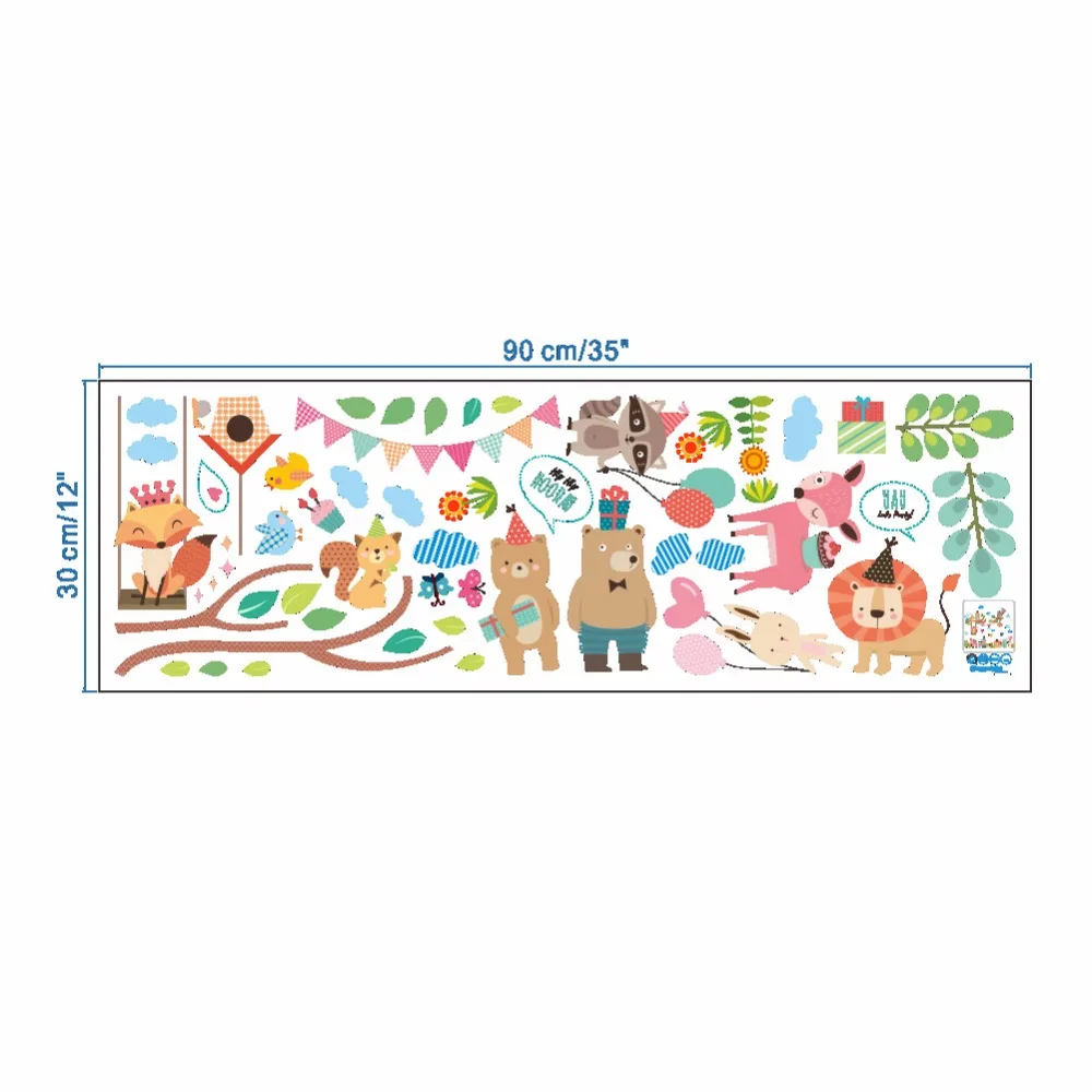 Индийский стиль Мультяшные животные настенные наклейки для детской комнаты