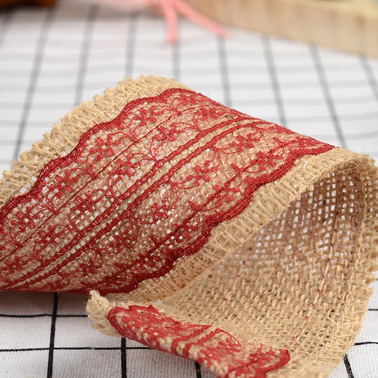 2 м/рулон 6 см Натуральная джутовая Мешковина с прозрачным кружевом DIY отделка