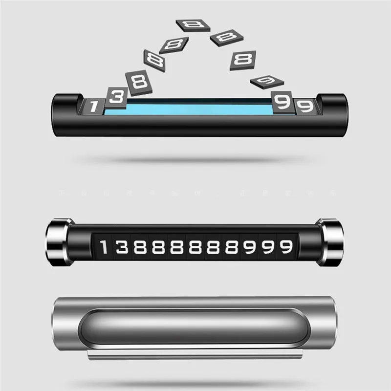 Car Hidden Luminous Parking Number Plate Durable Portable Convenient High Quality Phone 3D Mobile Card Auto Rotary Plates#291741 |