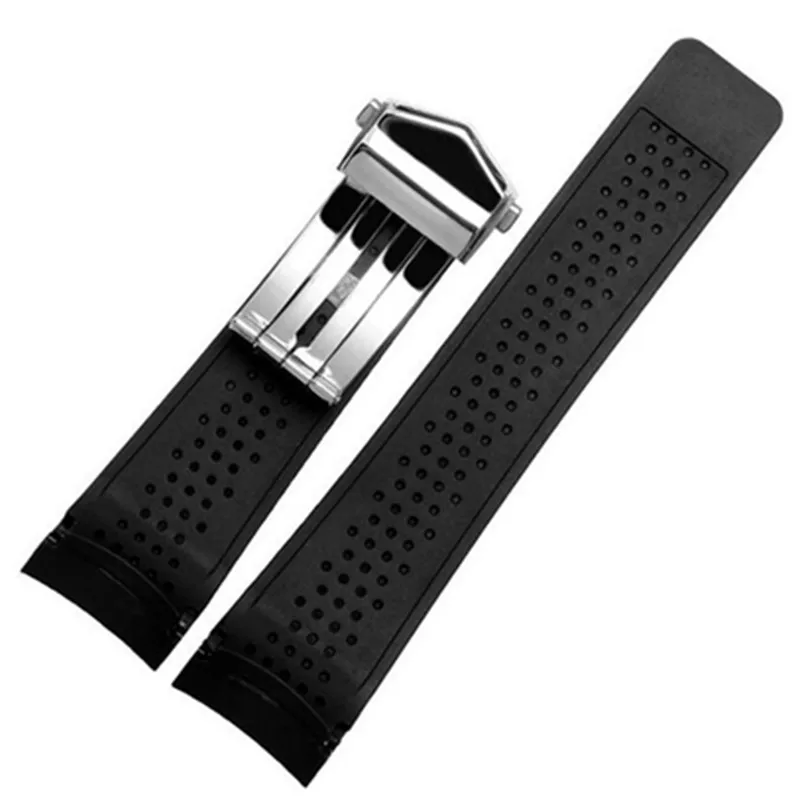 20mm 22mm 24mmm For TAG Top Rubber Silica Gel Watch Bands Strap Watchband Fold Butterfly Stainless Steel Clasp