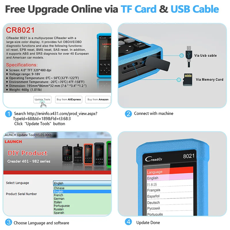 Старт CR8021 OBD2 сканер антиблокировочная система тормозов пассивной безопасности