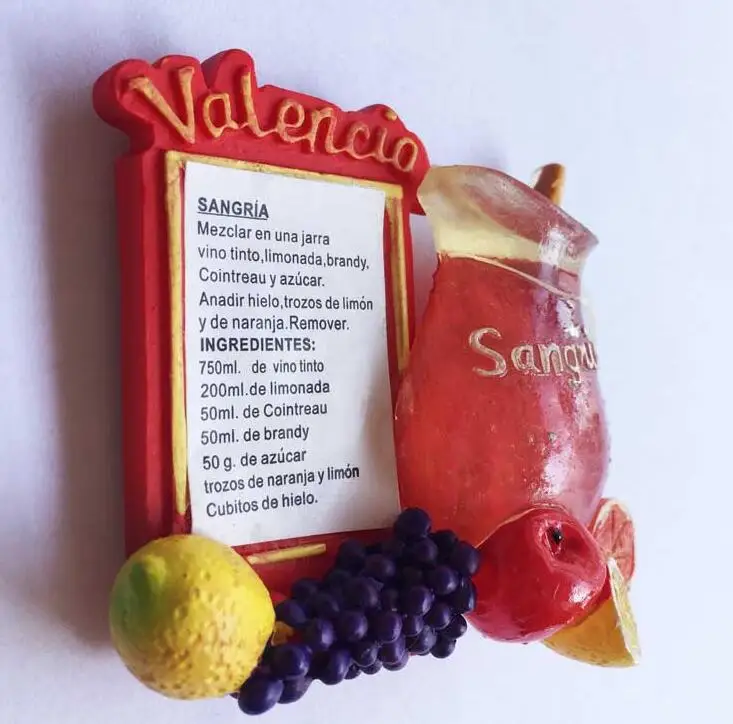 Испания Valencia Sangria наклейки на холодильник туристические сувениры для путешествий