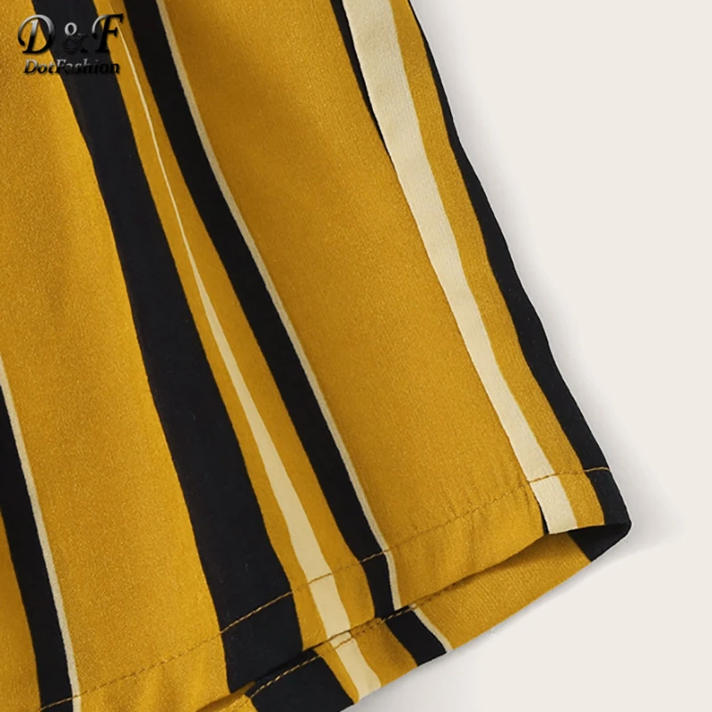 Dotfashion Имбирь Пресс-Папье талии с поясом полосатые шорты для женщин Летние повседневные женские с высокой талией модные брюки шорты