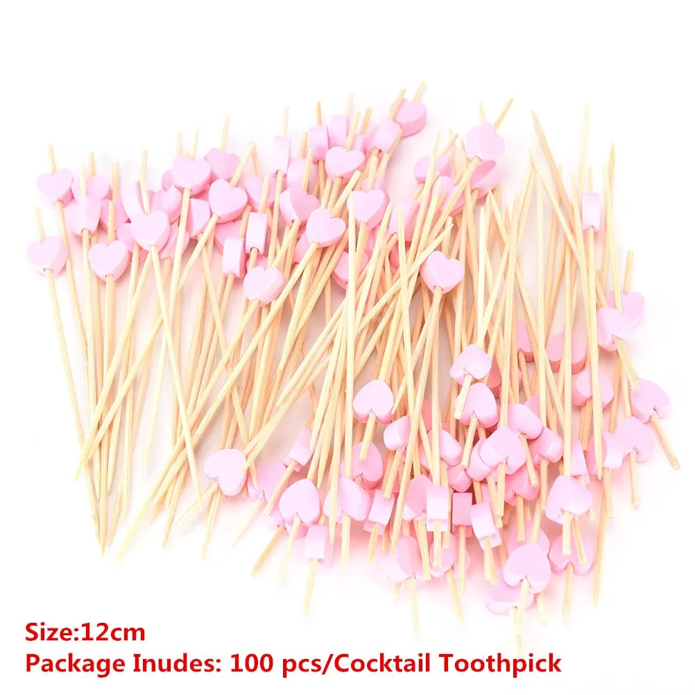 100PCS 50/80/100 шт 9/12 см бамбуковые палочки витая вечерние шведского стола фруктовых десертов Палочки шампур Еда коктейльное сэндвич вилка палка - Цвет: 100PCS
