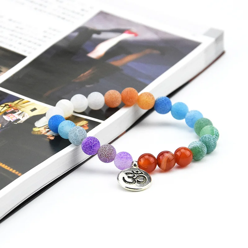 Красочные выветренные бусины ручной струны 8 мм натуральный камень семь чакр